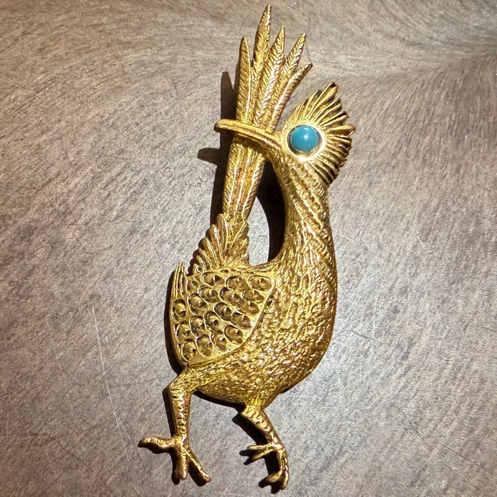 Vintage Roadrunner Brooch J Ritter Signed Bird Pin - Picture 6 of 12